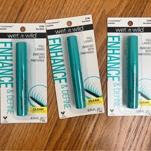 3 Wet N Wild ENHANCE & DEFINE MegaWear Mascara C136 VERY BLACK 0.24 fl oz SEALED